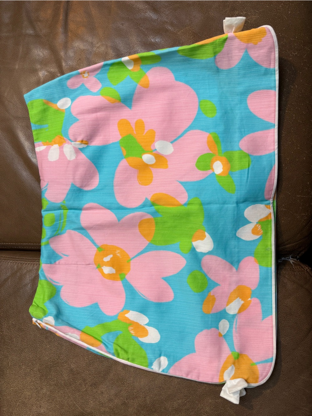 Lilly Pulitzer Blue Swim Skirt with Pink, Green & Orange Floral Print